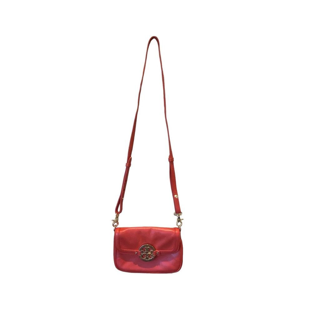 Vintage Tory Burch Pebbled Leather Crossbody Purse, Poppy Orange
